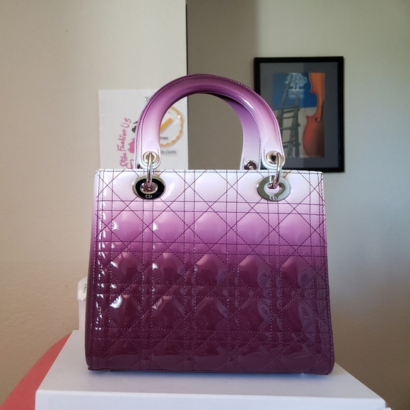 Lady Dior gradient purple white patent medium bag - Picture 3 of 13